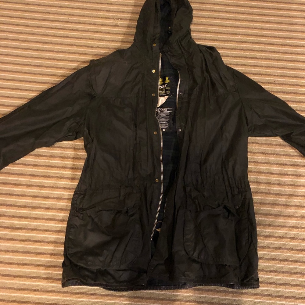 Woman’s Barbour Wax Hooded Coat in olive DURHAM